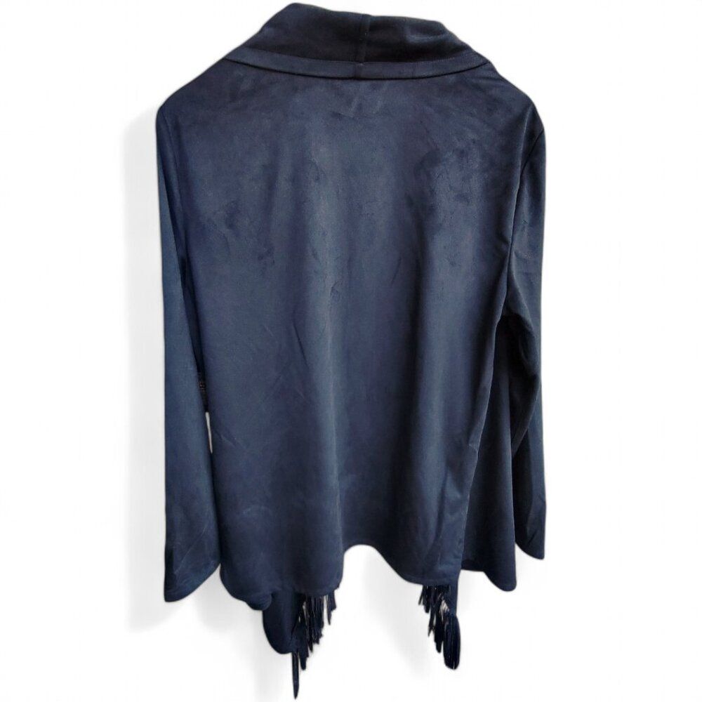 NWT Wrangler Retro Women's Open Front Faux Suede Fringe Jacket Cardigan | Sz L - Picture 2 of 8